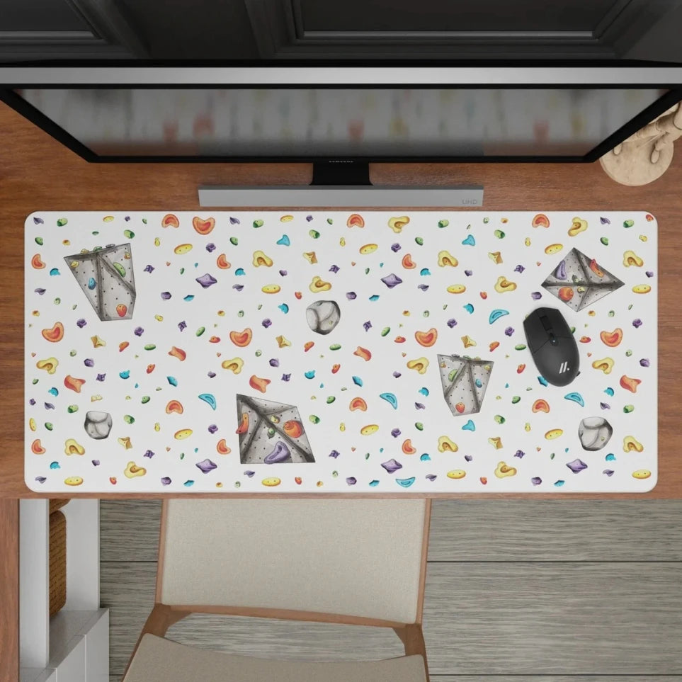 close up of bouldering wall deskmat mousepad watercolour style shop