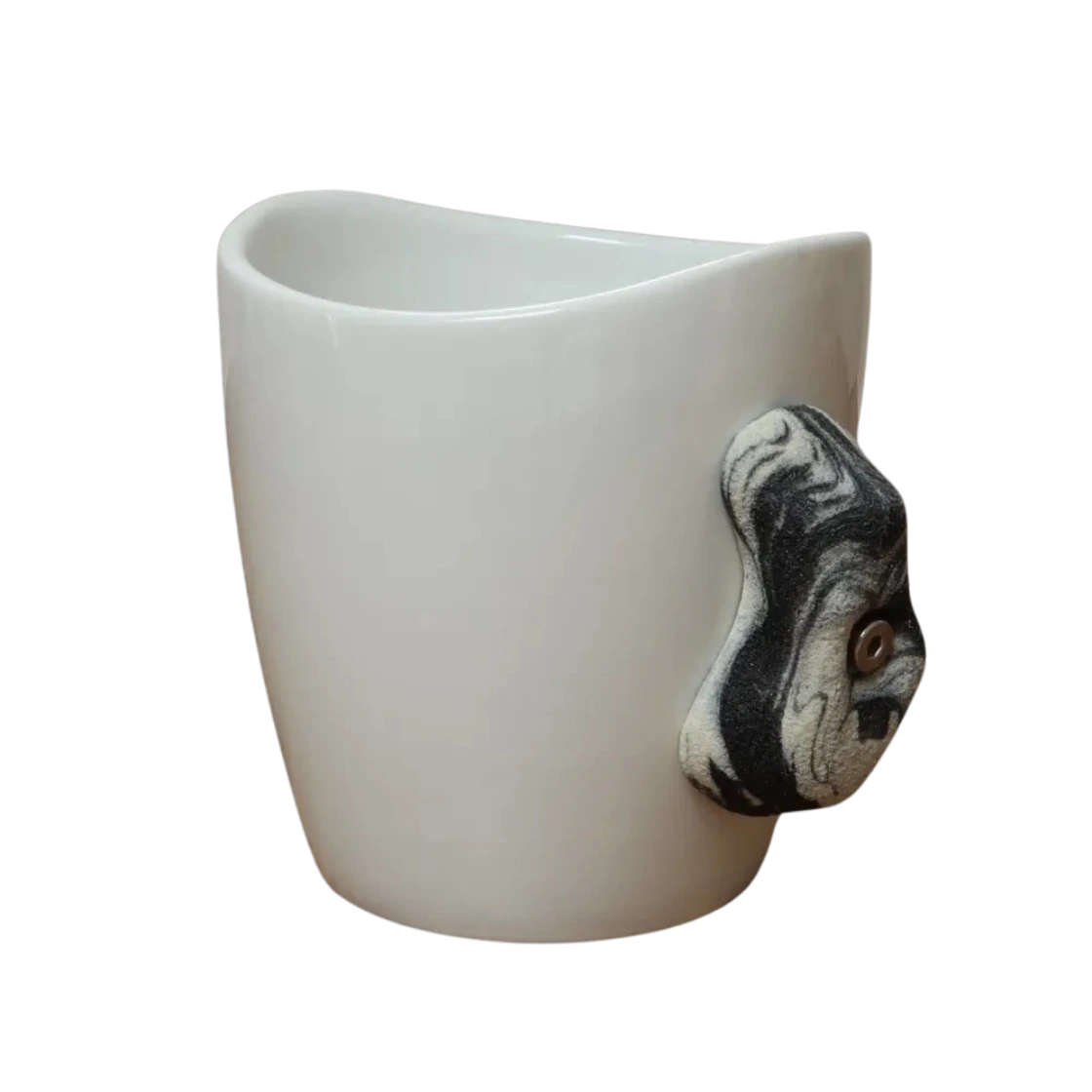 rock climbing mug with black white handle