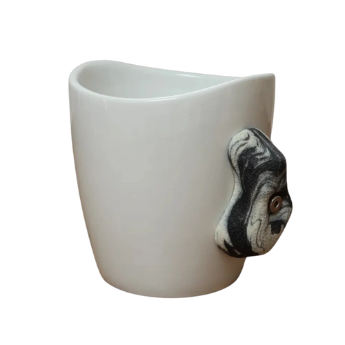 rock climbing mug with black white handle