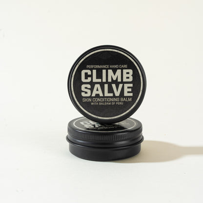 Closed Climb Salve tin with a lid displayed upright