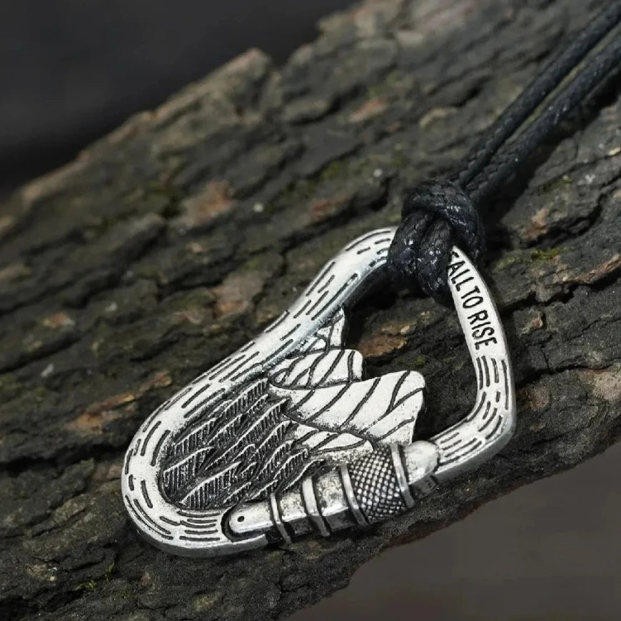 close up of lauren spencer carabiner necklace
