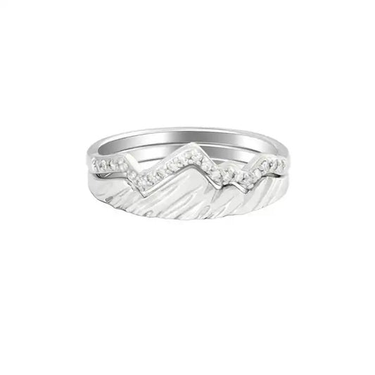 close up of lauren spencer stackable mountain ring set