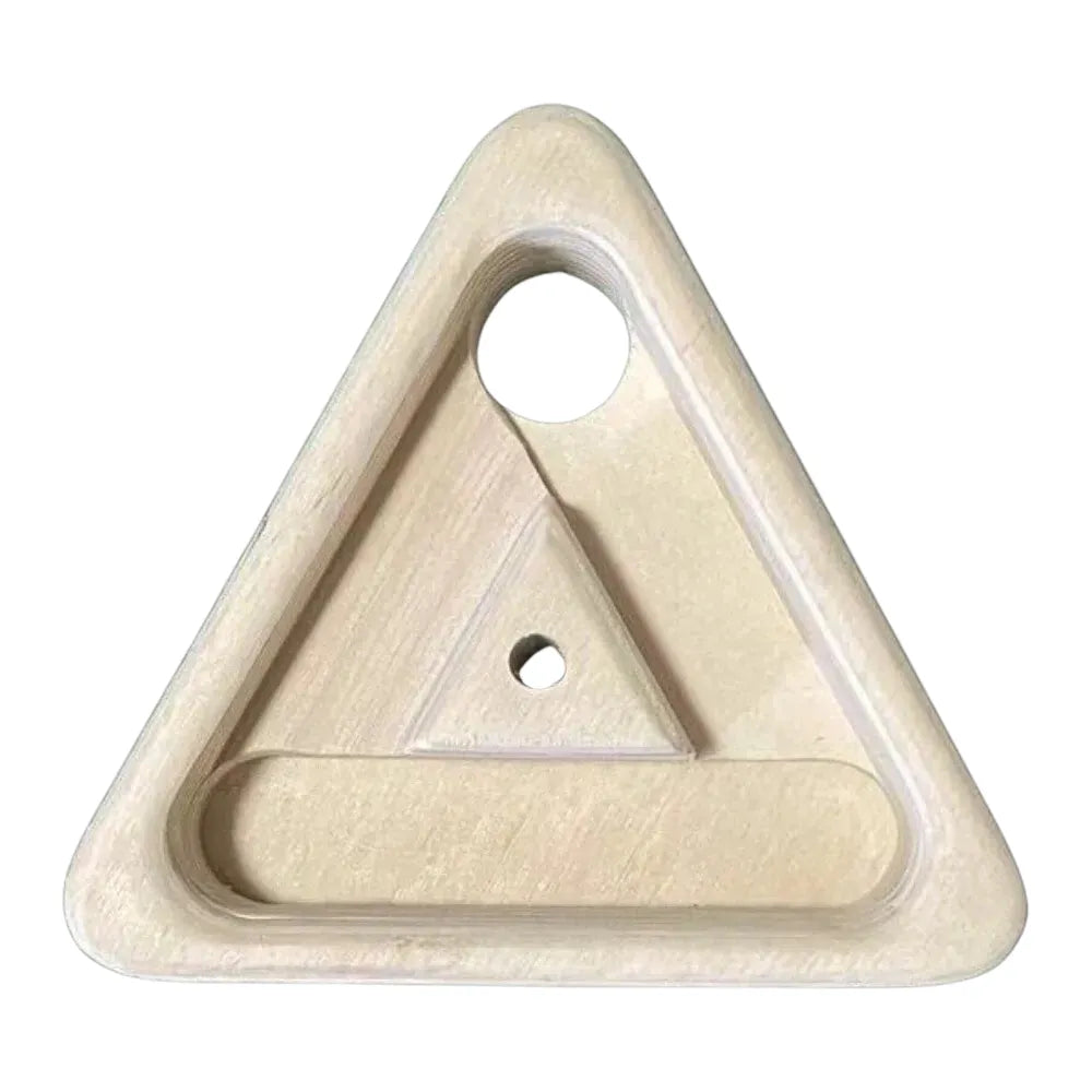 close up of ultra light portable triangle hangboard