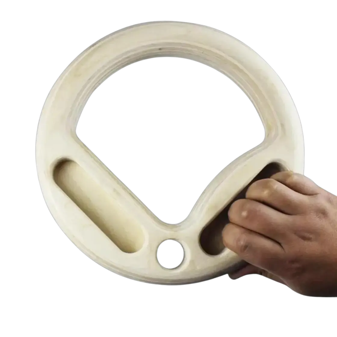 gymnastic hangboard rings with triple hangboard edges in use