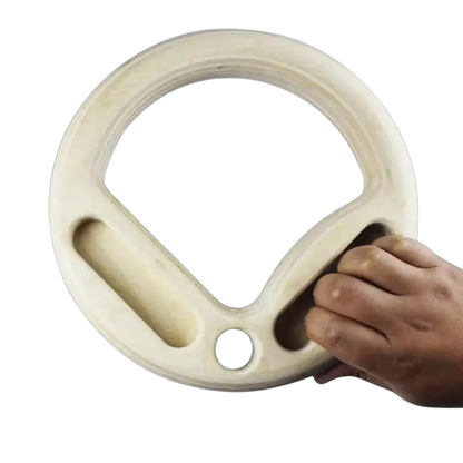 gymnastic hangboard rings with triple hangboard edges in use