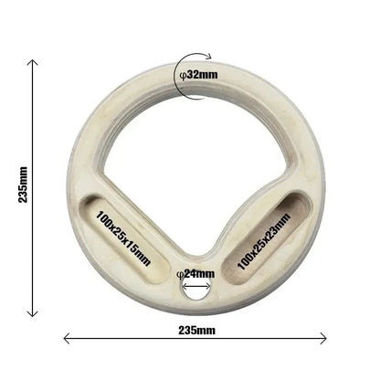 gymnastic hangboard rings with triple hangboard edges on training wall