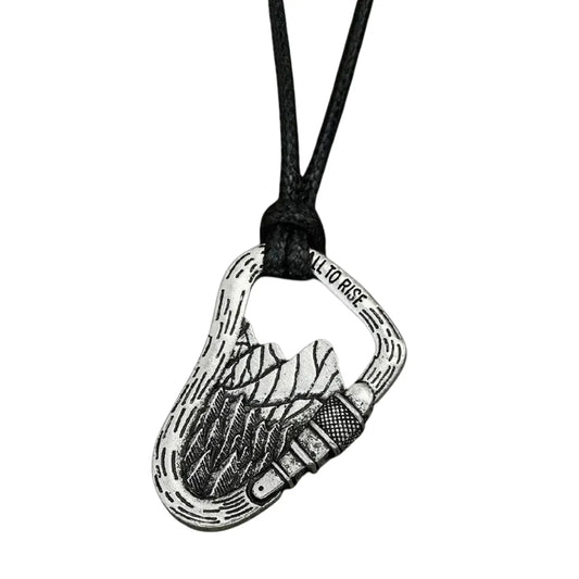 lauren spencer carabiner necklace on white background