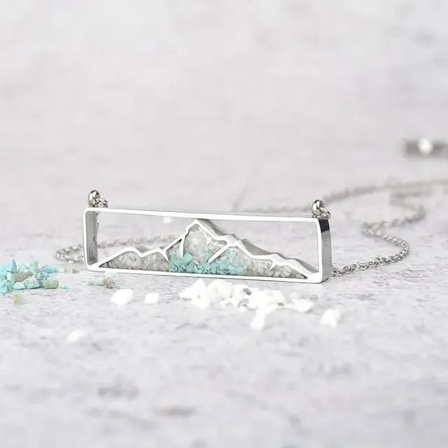 lauren spencer turquoise white howlite mountain necklace
