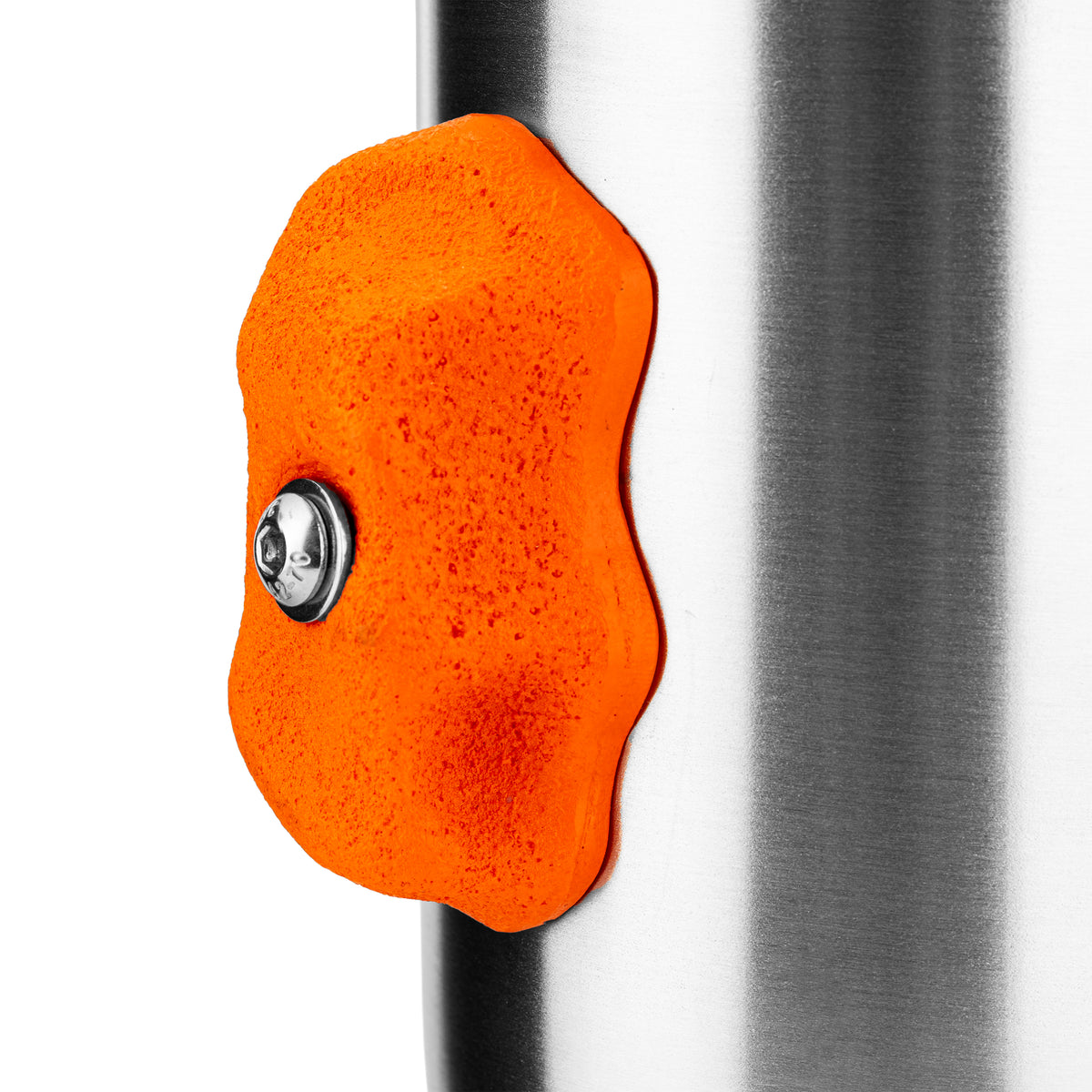 Close-up of the textured orange hold and bolt detail