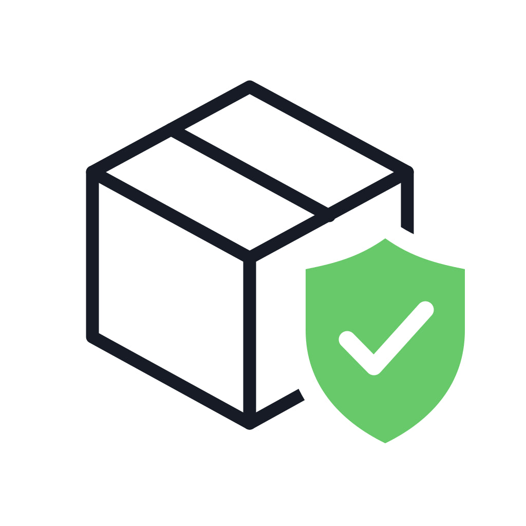 Order Coverage — parcel with a green protection shield and check mark