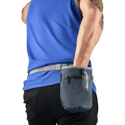 professional chalk bag on climbing harness