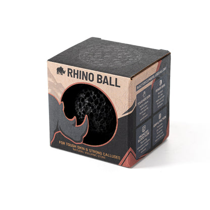 Angled view of RHINO BALL packaging and its front cutout