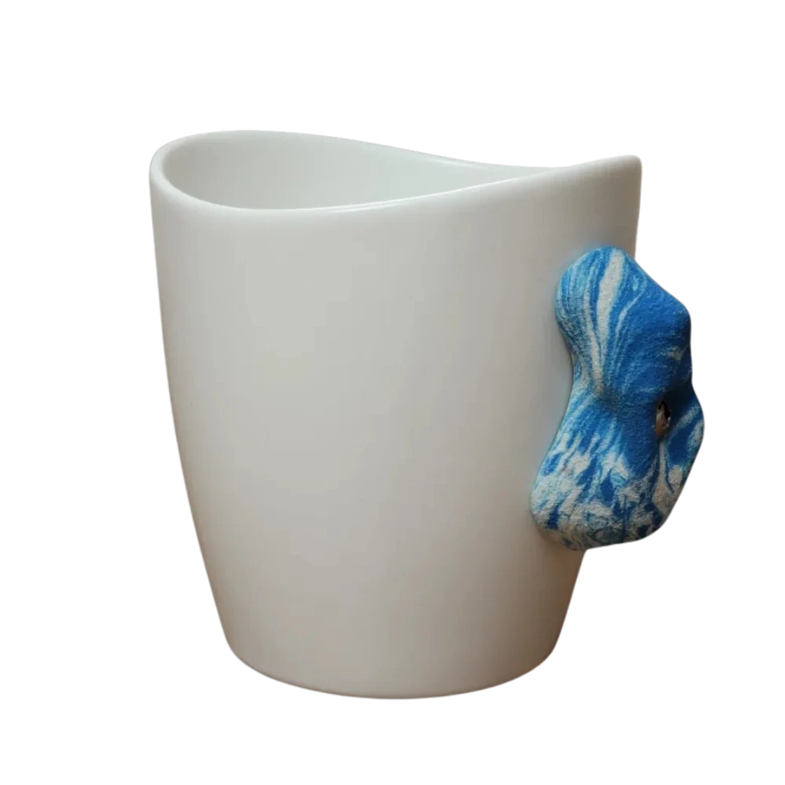 rock climbing mug with blue white handle