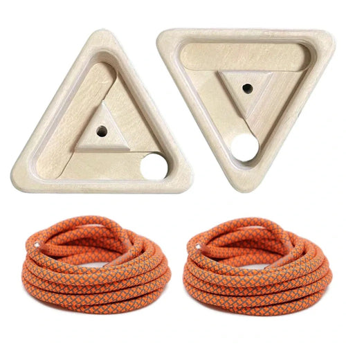 side view of ultra light portable triangle hangboard