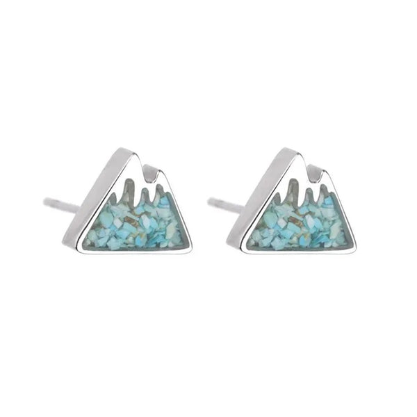 Turquoise Howlite Mountain Stud Earrings - Image 1